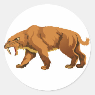 Sabre-toothed Cat Classic Round Sticker