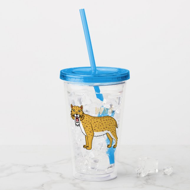 Sabre-toothed tiger illustration acrylic tumbler (Front Ice)