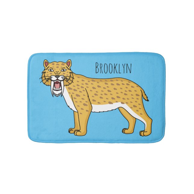 Sabre-toothed tiger illustration  bath mat (Front)