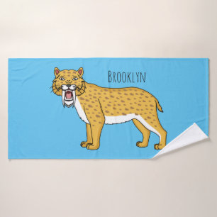 Sabre-toothed tiger illustration bath towel set