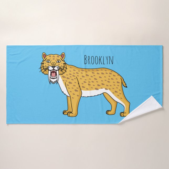 Sabre-toothed tiger illustration bath towel set (Bath Towel)