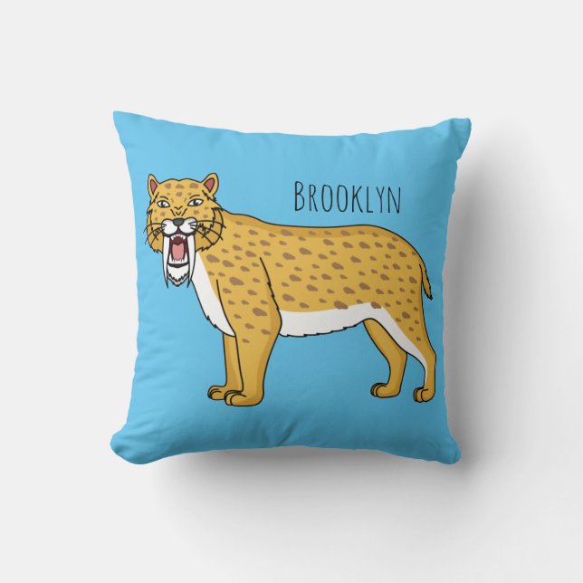 Sabre-toothed tiger illustration cushion (Front)