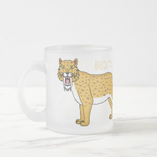 Sabre-toothed tiger illustration frosted glass coffee mug