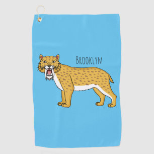 Sabre-toothed tiger illustration golf towel