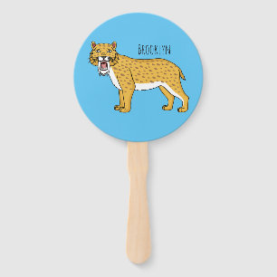 Sabre-toothed tiger illustration hand fan