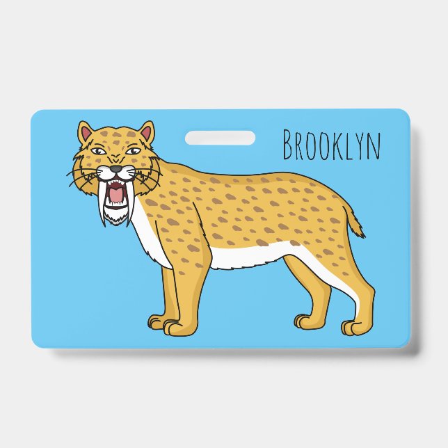 Sabre-toothed tiger illustration ID badge (Front)
