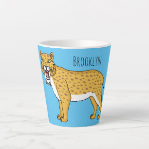 Sabre-toothed tiger illustration latte mug