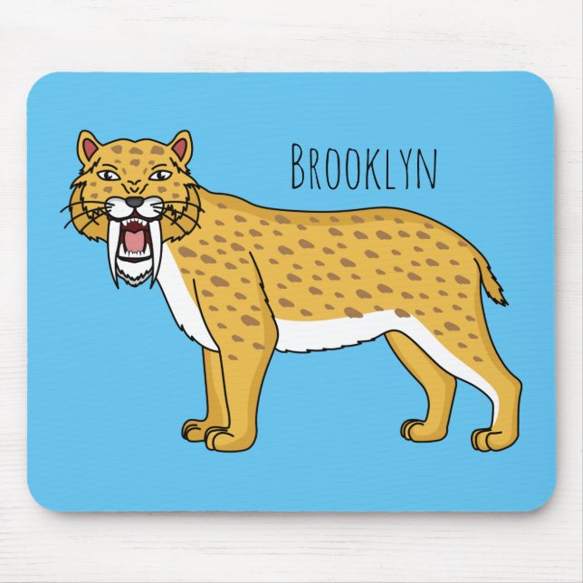 Sabre-toothed tiger illustration  mouse mat (Front)