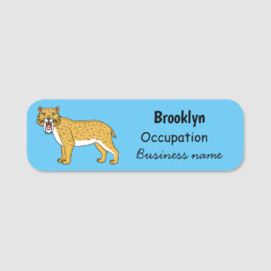 Sabre-toothed tiger illustration name tag
