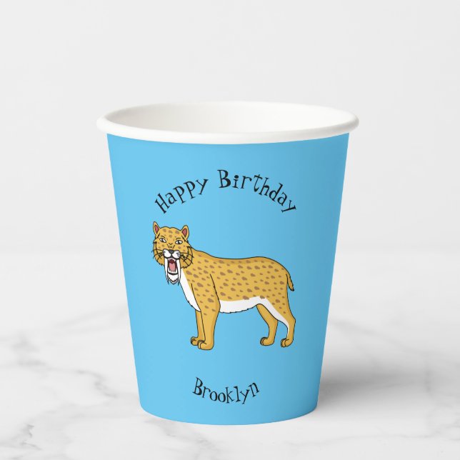 Sabre-toothed tiger illustration paper cups (Front)