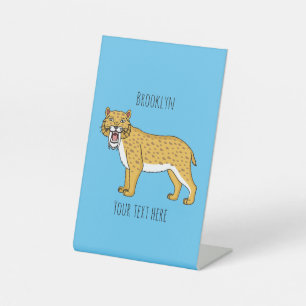 Sabre-toothed tiger illustration  pedestal sign