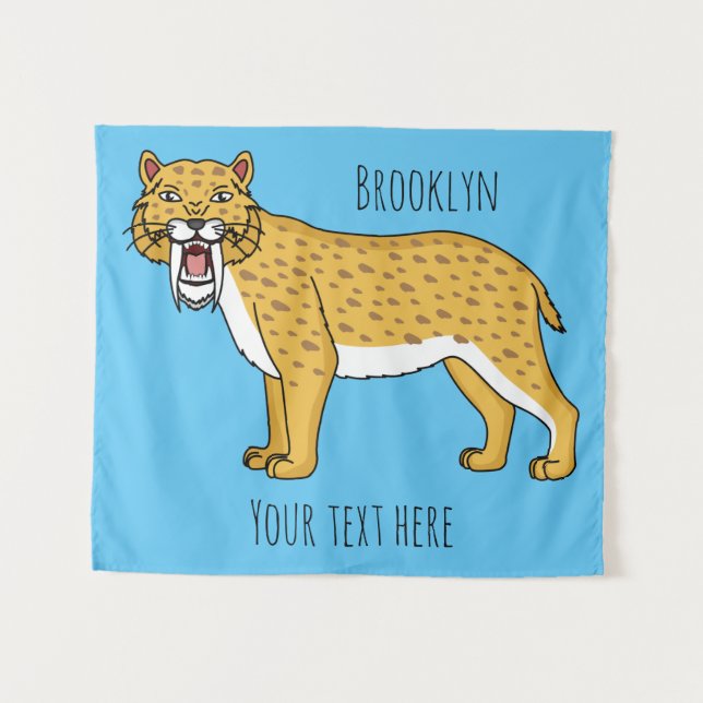 Sabre-toothed tiger illustration tapestry (Front (Horizontal))