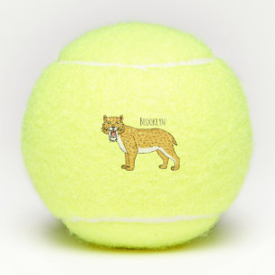 Sabre-toothed tiger illustration tennis balls