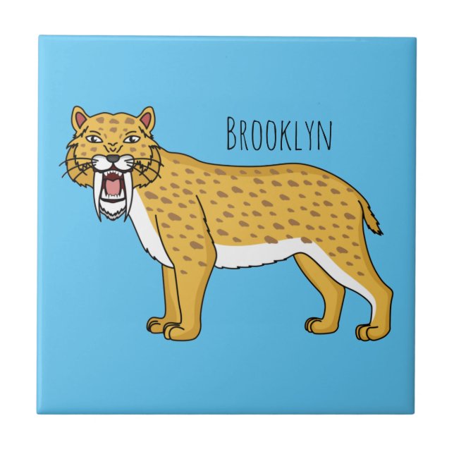 Sabre-toothed tiger illustration tile (Front)
