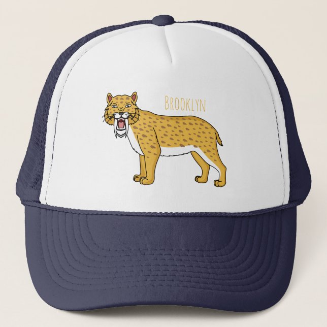 Sabre-toothed tiger illustration trucker hat (Front)