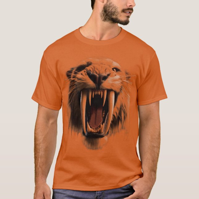 Sabre Toothed Tiger Large Face T-Shirt (Front)