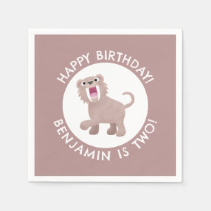 Sabre Toothed Tiger Smilodon personalised birthday Napkin