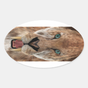 Sabre Toothed Ttiger or Smilodon Oval Sticker
