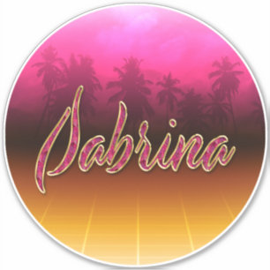 Sabrina First name name golden pink sticker