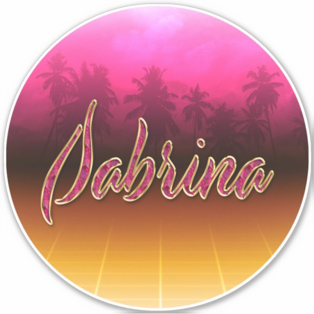 Sabrina First name name golden pink sticker (Front)