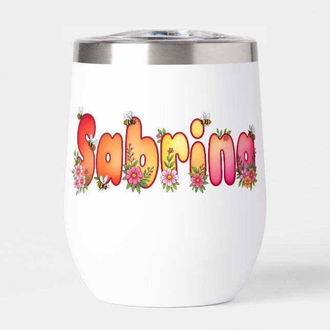 Sabrina - Floral and Bee Design Water Thumbler (Front)