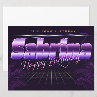 Sabrina Name First name lila retro card Birthday