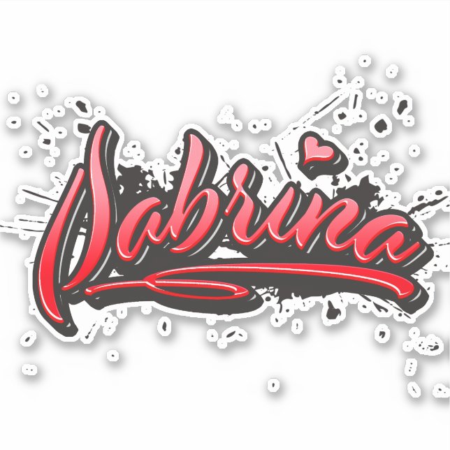 Sabrina red Heart Graffiti Sticker (Front)