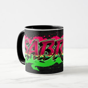 Sabrina Vorname Name Graffiti red green Tasse Mug