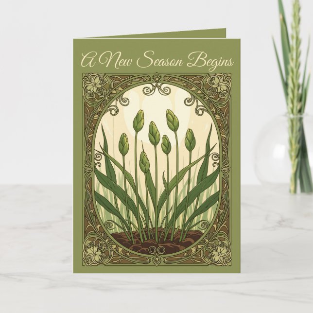 Sabzeh Rebirth Vintage Botanical Nowruz Art Card (Front)