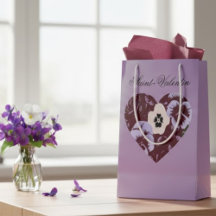 Sac Cadeau Saint-Valentin Cœur de Violettes