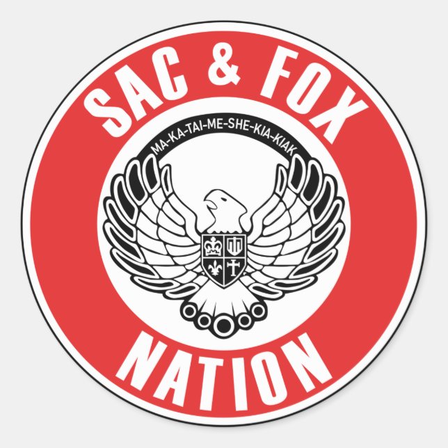 sac fox flag american native usa ethnic symbol ind classic round sticker (Front)