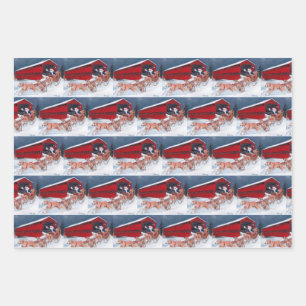 Sachs Bridge/Greyhounds with Santa Christmas Wrap Wrapping Paper Sheet