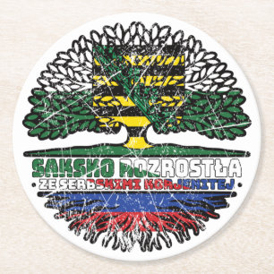 Sachsen Sächsisch Sorbisch Sorben Baum Wurzel Round Paper Coaster