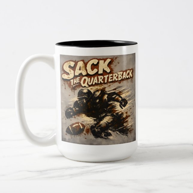 Sack The Quarterback Two-Tone Coffee Mug (Left)