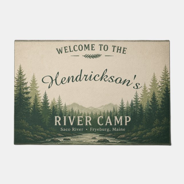 Saco River Camp Personalised Doormat (Front)
