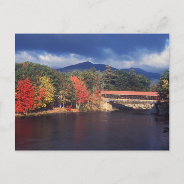 Saco River Covered Bridge Autumn Storm Postcard (Front)