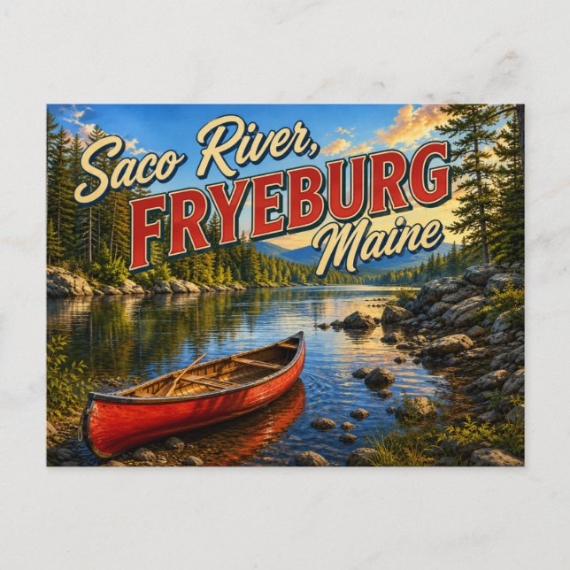 Saco River Fryeburg Maine Nostalgic Postcard (Front)
