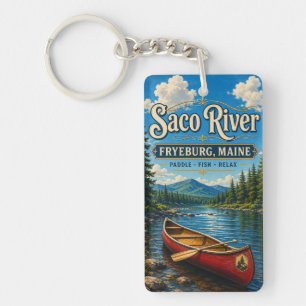Saco River Fryeburg Maine Rectangle Acrylic Key Ring
