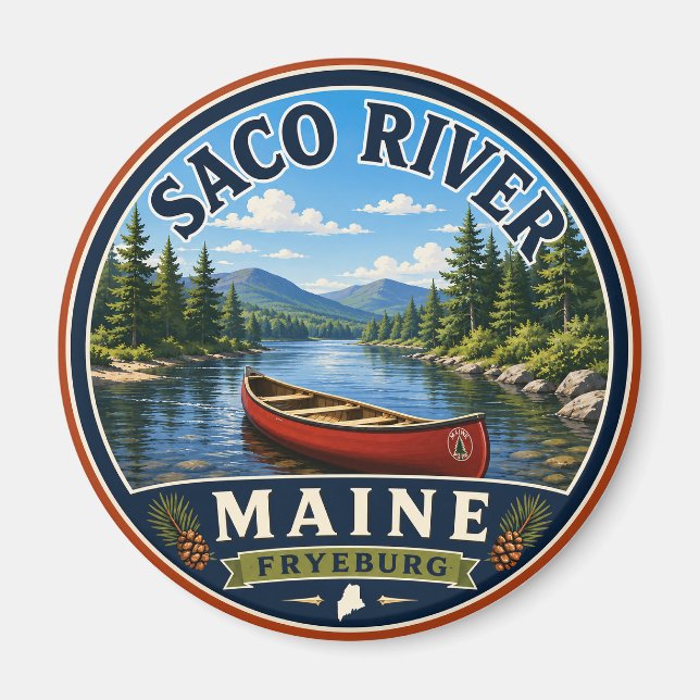 Saco River Fryeburg Maine Round Magnet (Front)