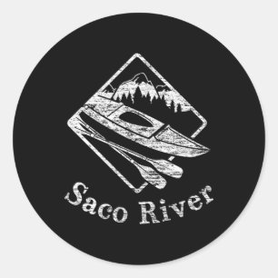 Saco River Kayak Kayaking Boating Rapids Canoe Pad Classic Round Sticker