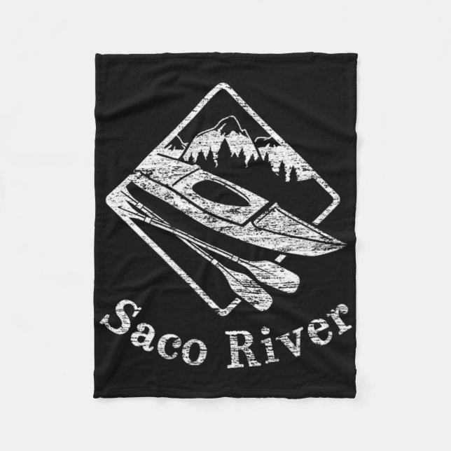 Saco River Kayak Kayaking Boating Rapids Canoe Pad Fleece Blanket (Front)