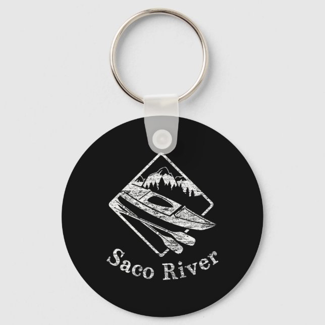 Saco River Kayak Kayaking Boating Rapids Canoe Pad Key Ring (Front)