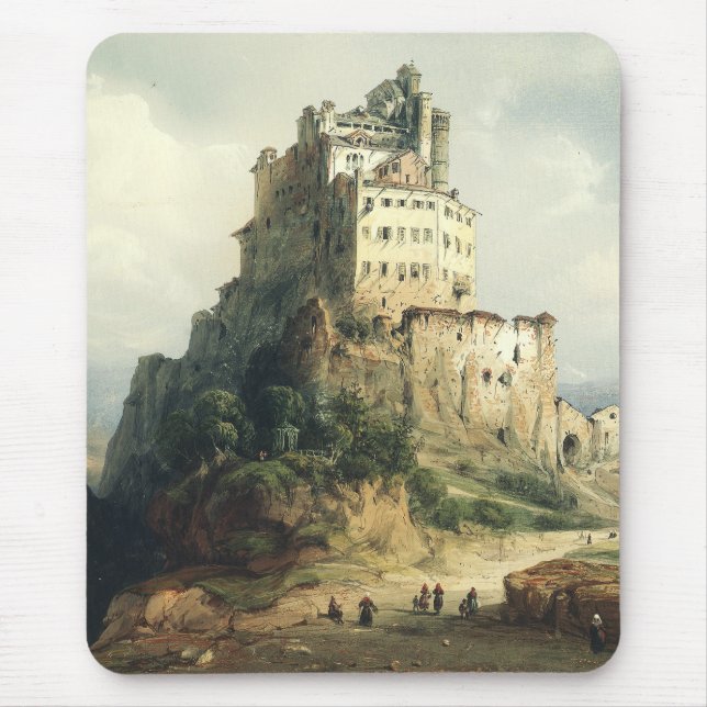 Sacra di San Michele Monastery Alpine Art Mouse Mat (Front)
