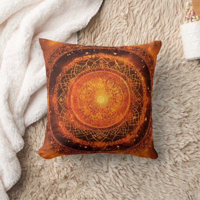 Sacral Chakra Orange Mandala Pillow (Blanket)
