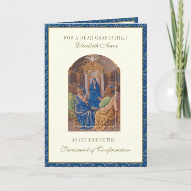 Sacrament Confirmation Holy Ghost Grandchild Holiday Card (Front)