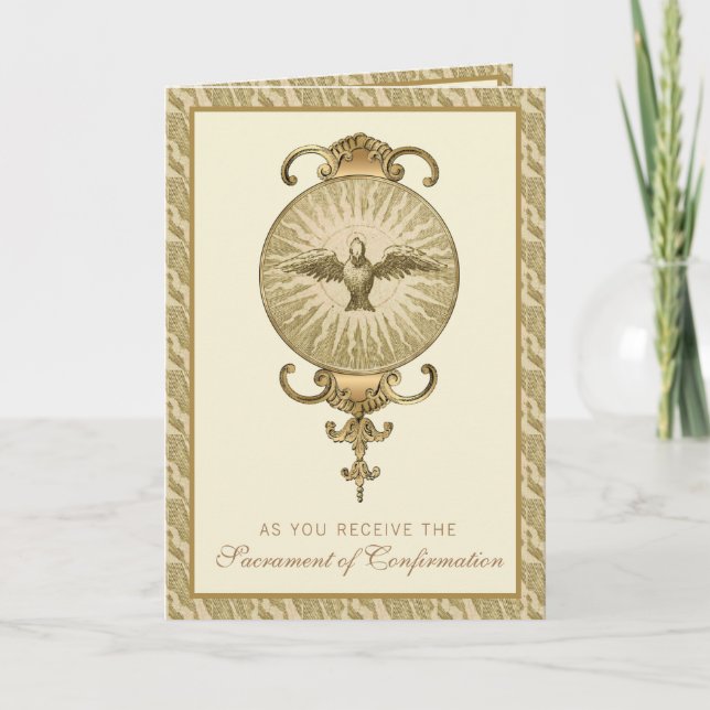 Sacrament Confirmation Religious Prayer Gold Holiday Card (Front)