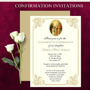 Sacrament of Confirmation Girl Religious Catholic  Invitation