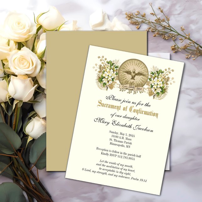 Sacrament of Confirmation Religious Catholic  Invitation (Easy to personalize! )