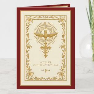 Sacrament of Confirmation Religious Gold and Red  Holiday Card