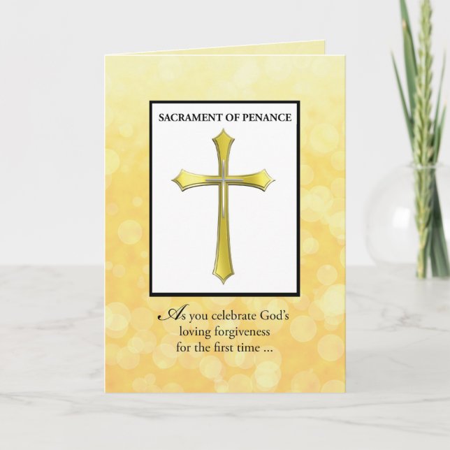 Sacrament of Penance and Forgiveness with Gold Cro Card (Front)